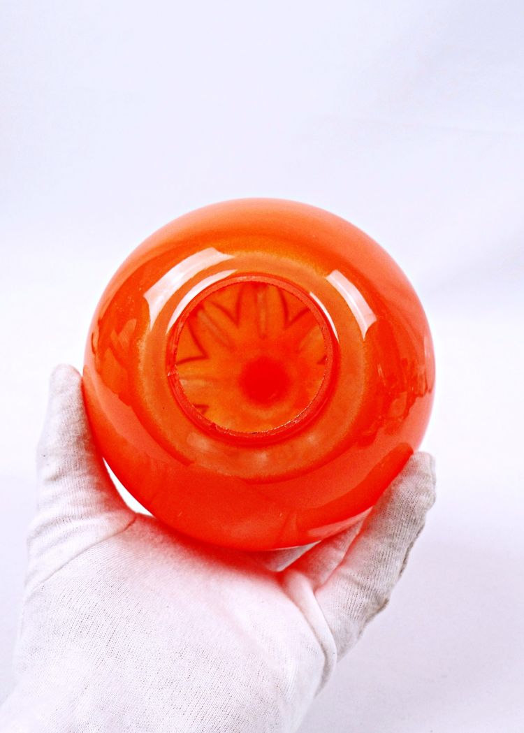 Orange and black blown glass ceiling globe, Art Deco, early 20th century