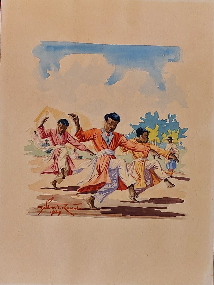 Madagaskar - 2 Aquarelle - Gilbert Rakoto - 1969