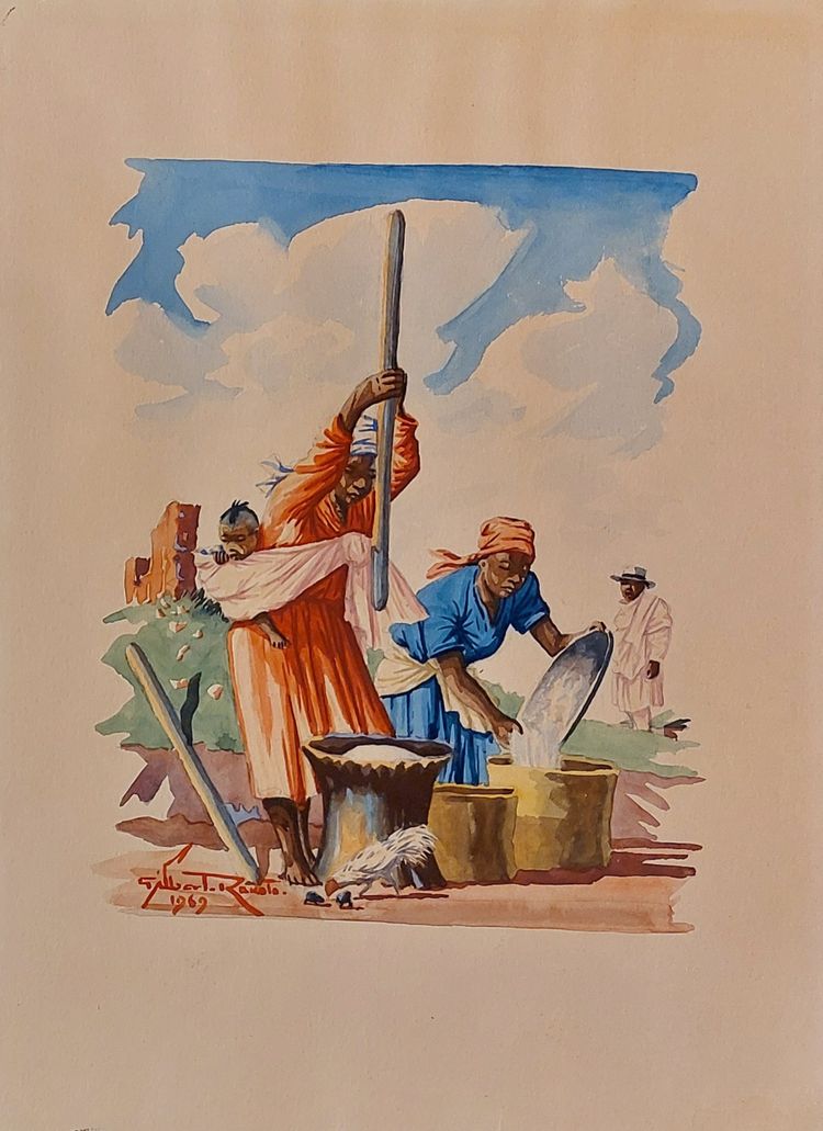 Madagaskar - 2 Aquarelle - Gilbert Rakoto - 1969