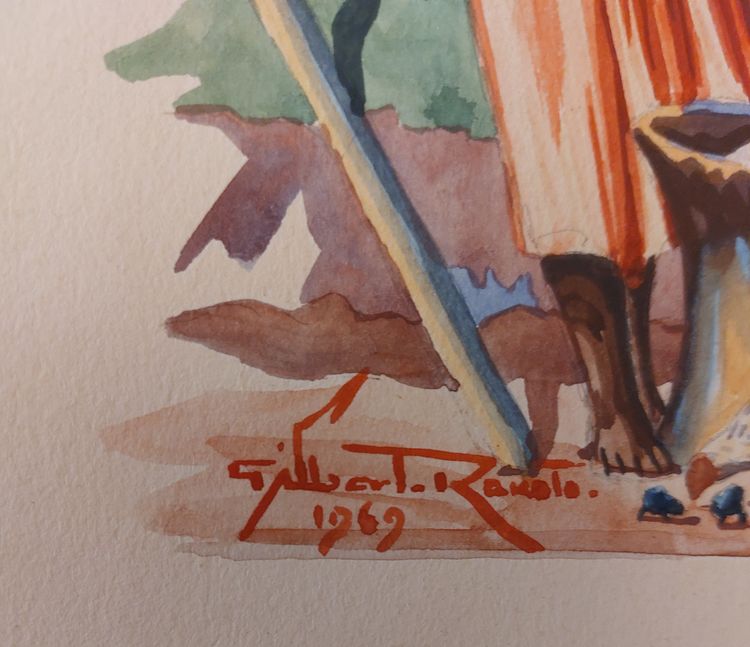 Madagaskar - 2 Aquarelle - Gilbert Rakoto - 1969