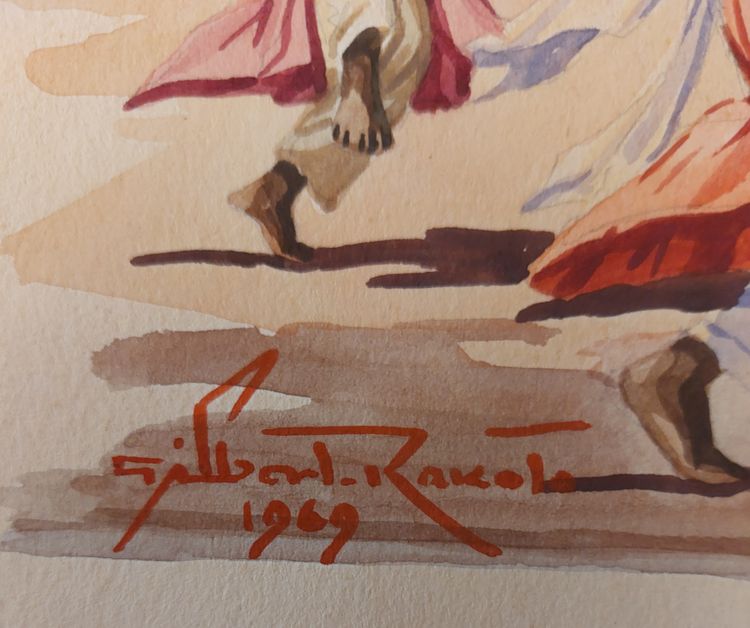 Madagaskar - 2 Aquarelle - Gilbert Rakoto - 1969
