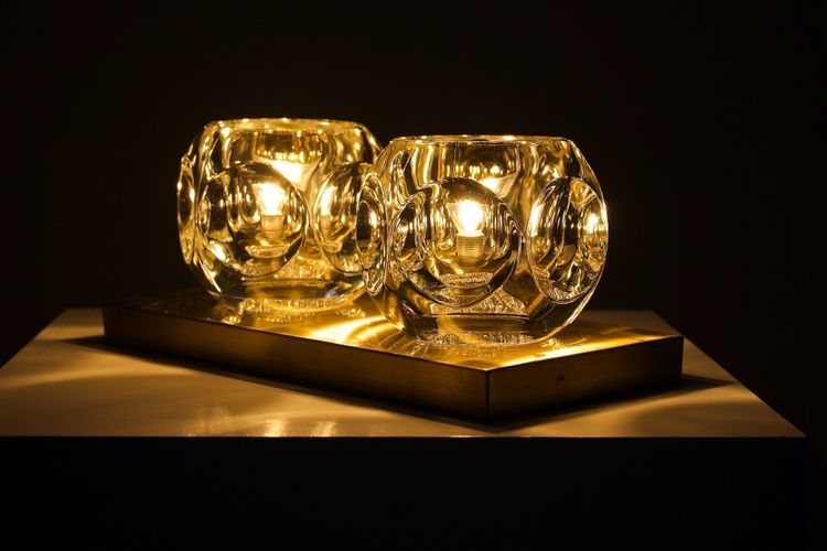 Ice Cube wall lamp in glass and brass - Peill & Putzler