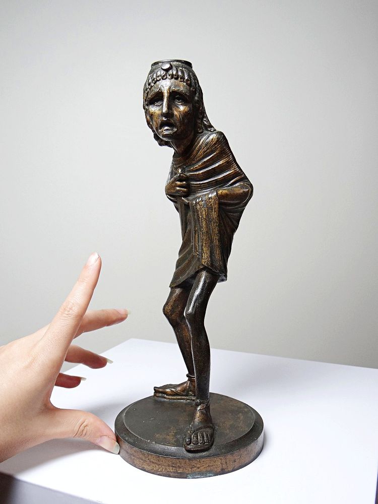 Caricature candlestick, patinated regule, Frédérick Lemaître, early 19th-20th century
