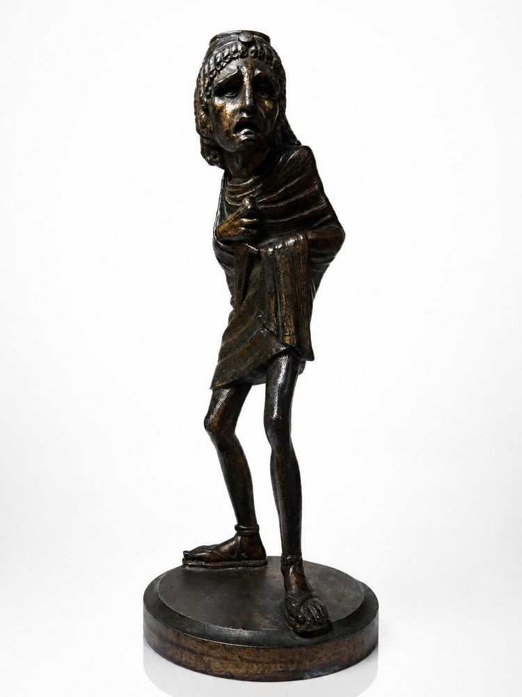 Caricature candlestick, patinated regule, Frédérick Lemaître, early 19th-20th century