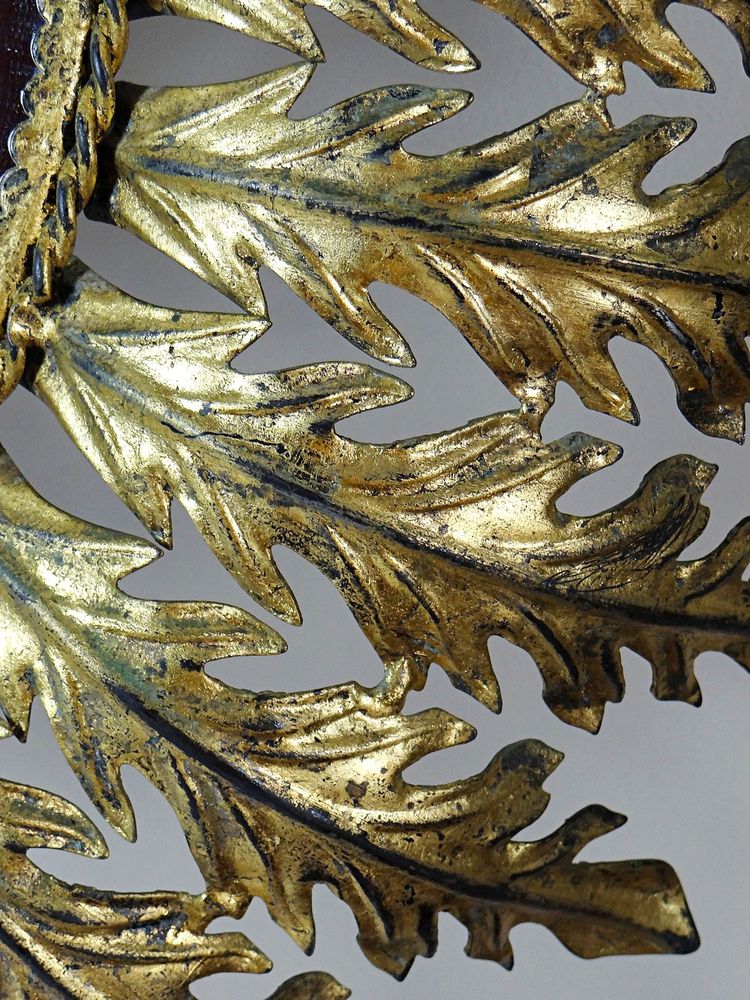 Large Italian gilded metal wall mirror, 60s-70s