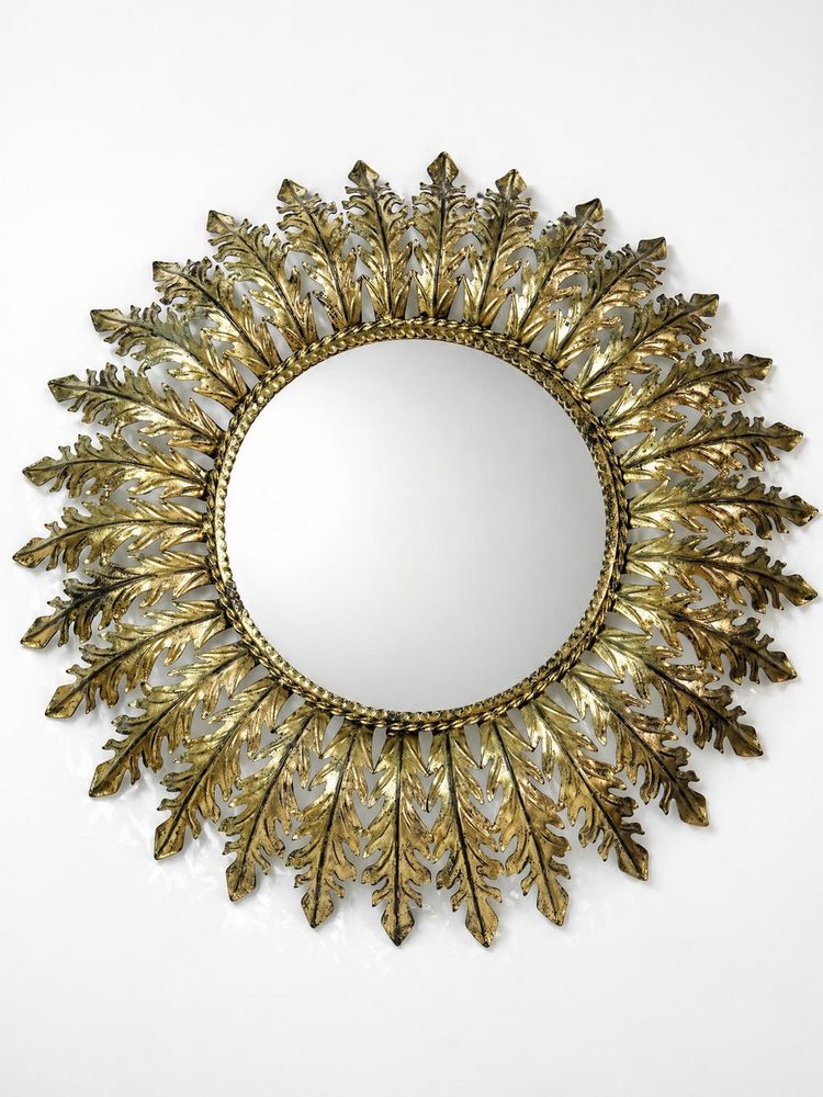 Large Italian gilded metal wall mirror, 60s-70s