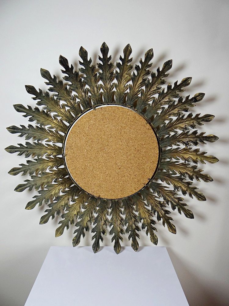 Large Italian gilded metal wall mirror, 60s-70s