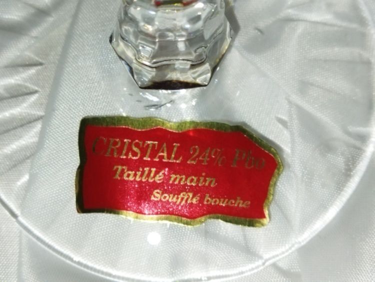 CRYSTAL GLASSES 6 Antique Colored Cut Crystal Footed Glasses
