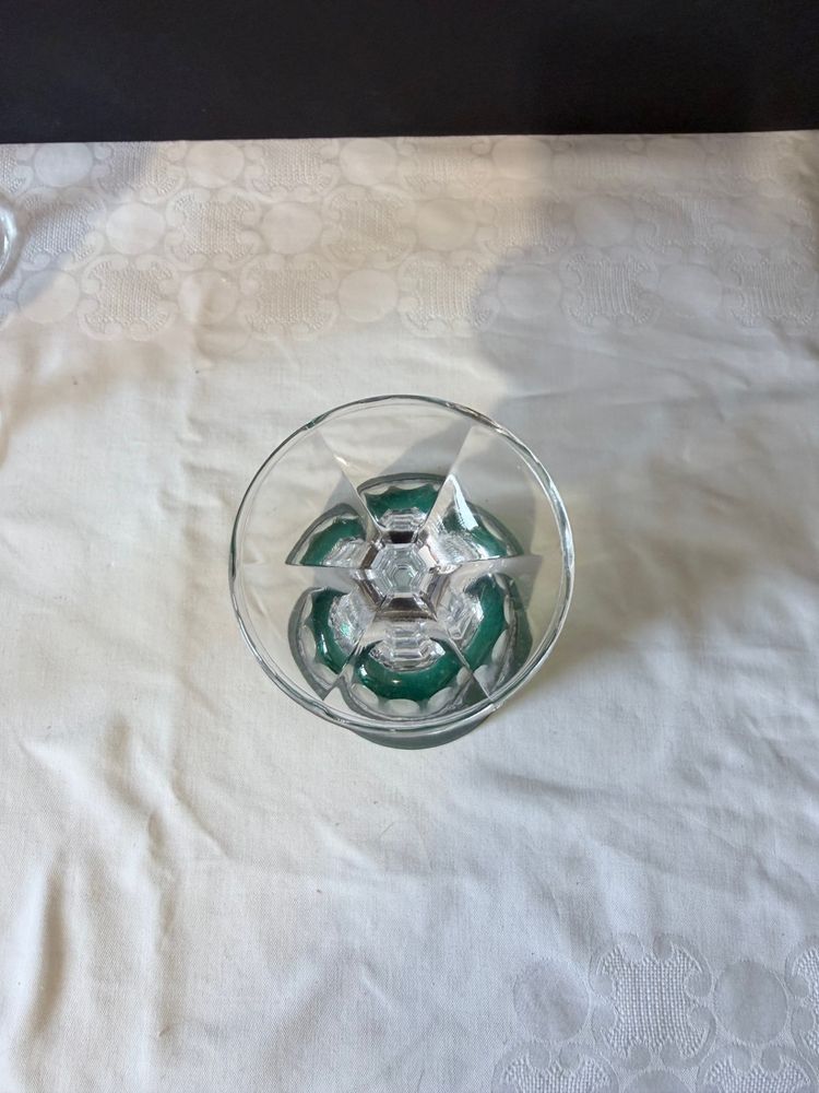 Set of 6 cut and lined crystal glasses - various colors
