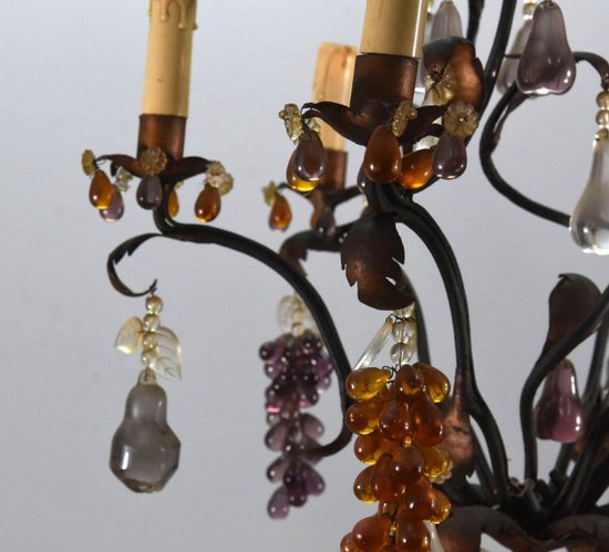 Chandelier Pampilles period Beginning XXth 6 Lights