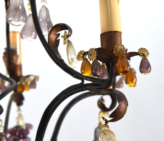 Chandelier Pampilles period Beginning XXth 6 Lights