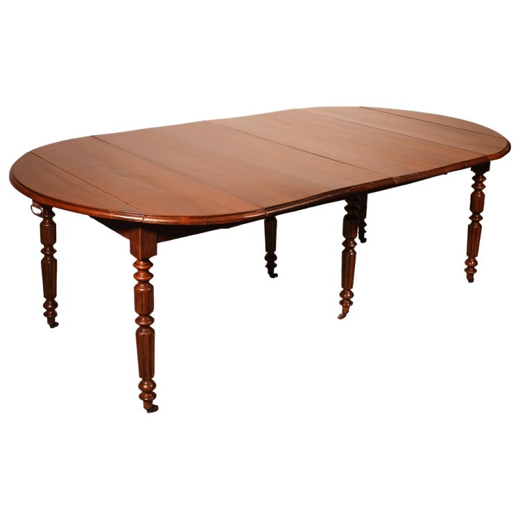 Table de salle à manger extensible du début du 19° siècle en noyer