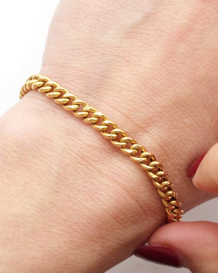 Bracciale con catena a cordoncino in oro antico 18 ct.