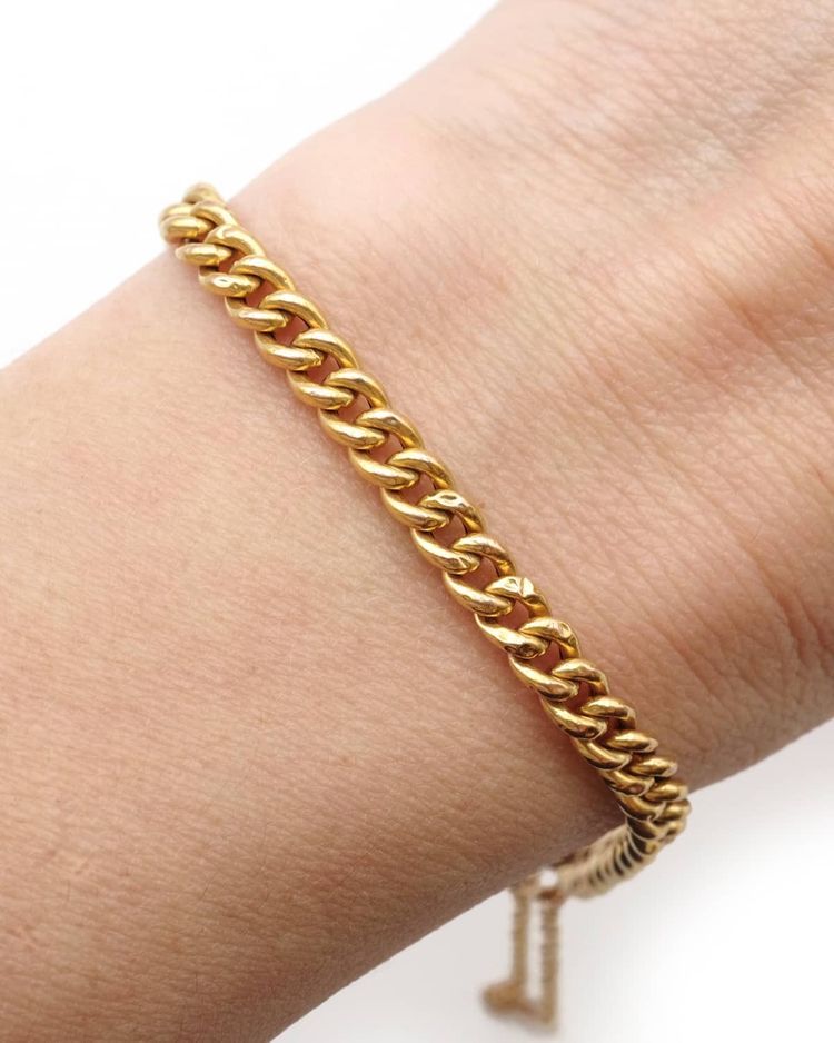 Bracciale con catena a cordoncino in oro antico 18 ct.