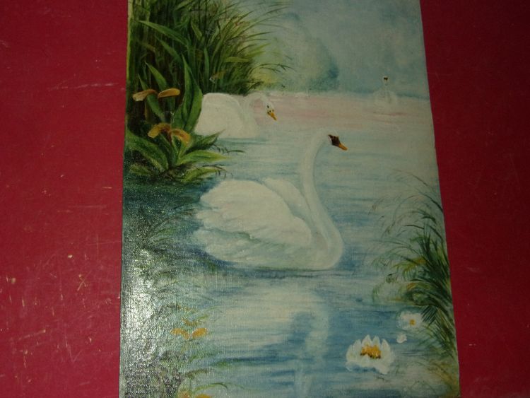 Paire de tableaux,  Aigrettes et Cygnes, époque, 20 ème,  art nouveau.