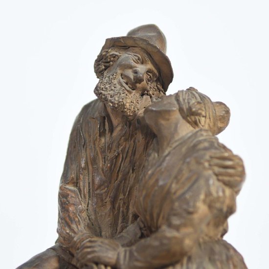 Terracotta Sculpture Representing Paul And Virginia XIXth century