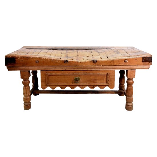 Large butcher's block from the 19th century