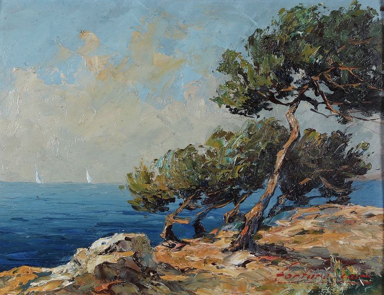 Fortuné CAR 1905/1970, 70 cm, La Méditerranée , Côte d’Azur, Sud de la France