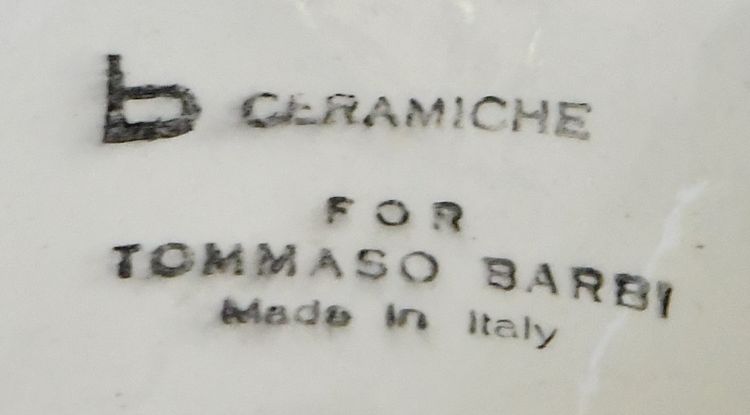 Tommaso Barbi pour B. Ceramiche - Important vase avec sa colonne en céramique imitant le marbre