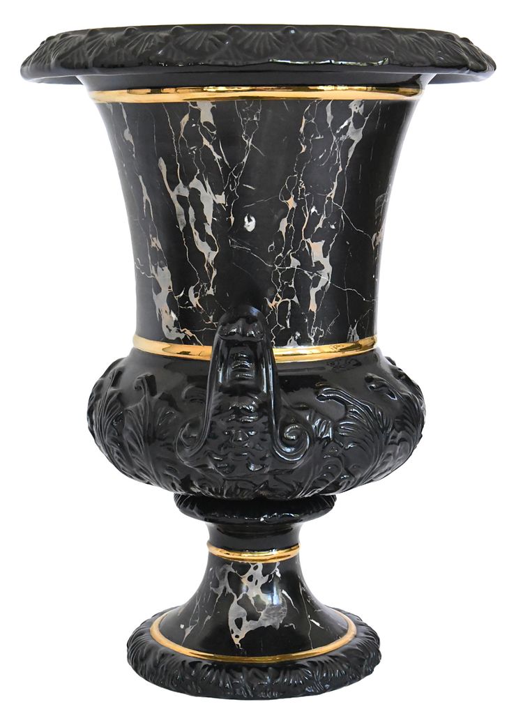 Tommaso Barbi pour B. Ceramiche - Important vase avec sa colonne en céramique imitant le marbre