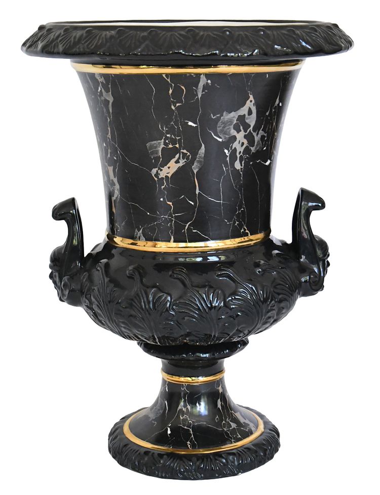 Tommaso Barbi pour B. Ceramiche - Important vase avec sa colonne en céramique imitant le marbre