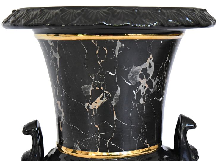 Tommaso Barbi pour B. Ceramiche - Important vase avec sa colonne en céramique imitant le marbre