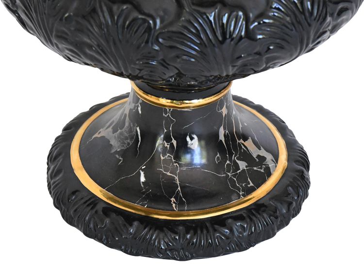 Tommaso Barbi pour B. Ceramiche - Important vase avec sa colonne en céramique imitant le marbre