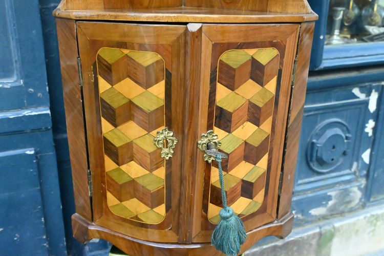 Louis XVI period veneered corner cupboard