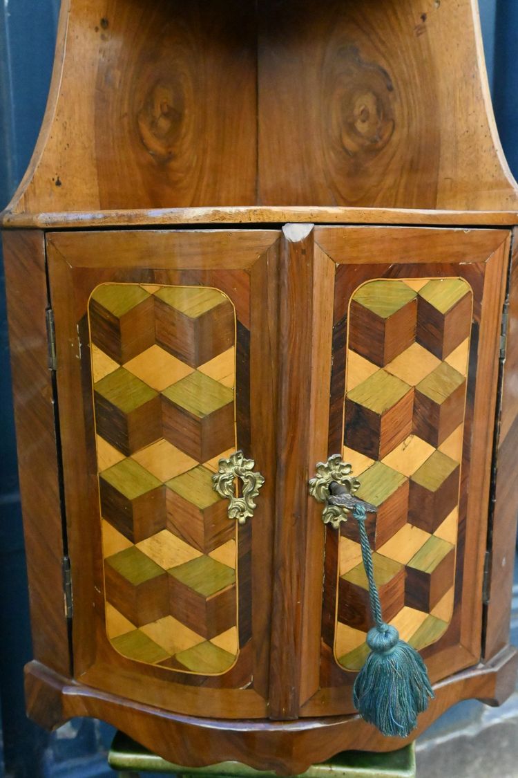 Louis XVI period veneered corner cupboard
