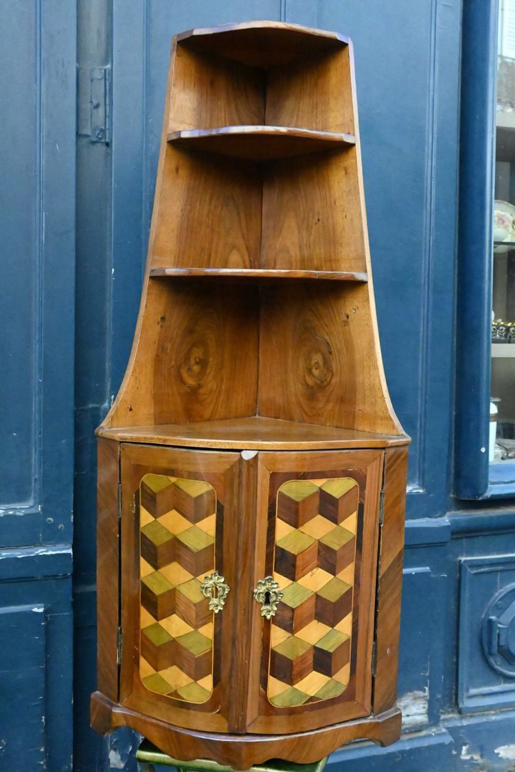 Louis XVI period veneered corner cupboard