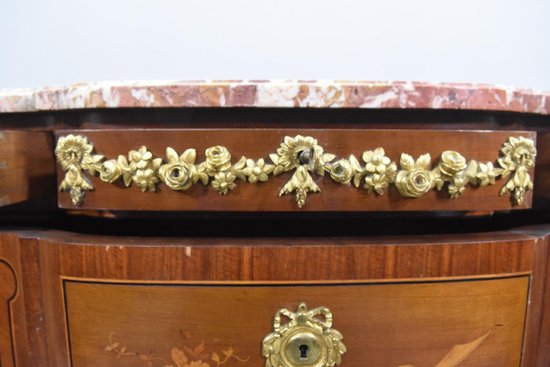 Commode De Style Transition Marquetée Bois De Rose XIXème