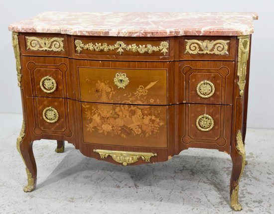 Commode De Style Transition Marquetée Bois De Rose XIXème