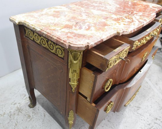 Commode De Style Transition Marquetée Bois De Rose XIXème