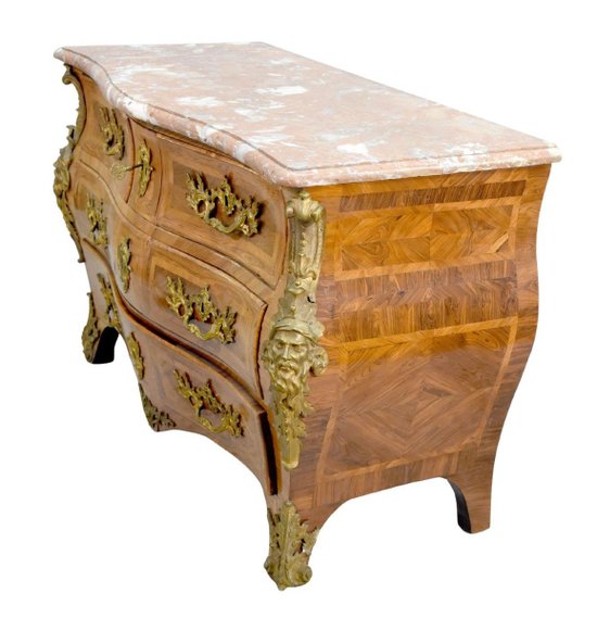 Tomb Commode In Marquetry Lxv Period Stamped De Mondon