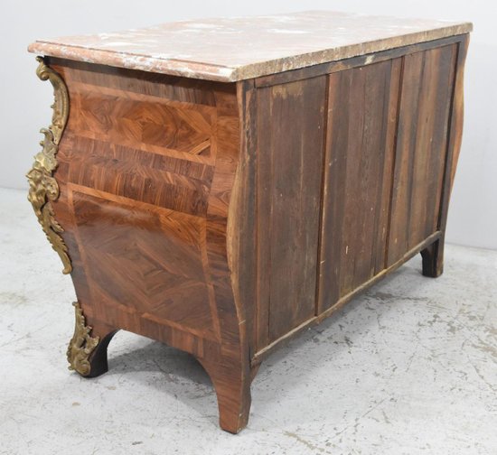 Tomb Commode In Marquetry Lxv Period Stamped De Mondon