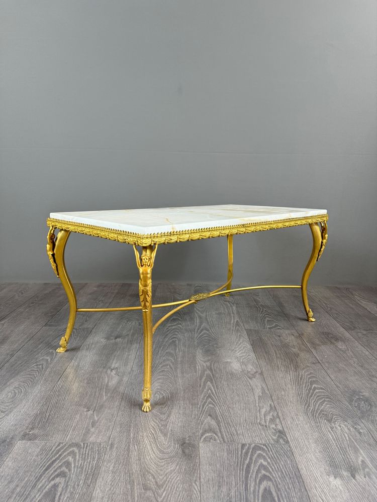 Couchtisch aus vergoldeter Bronze und Marmor, dekorative Arbeit von hoher Qualität, 20.