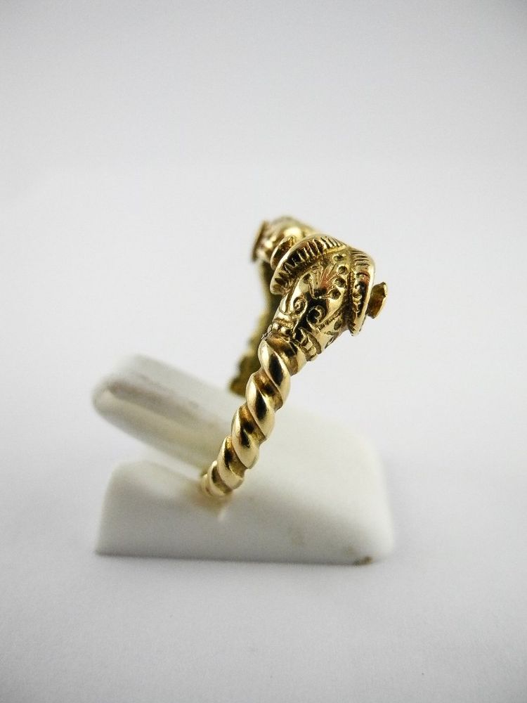 Antique Style Yellow Gold Ram Head Ring