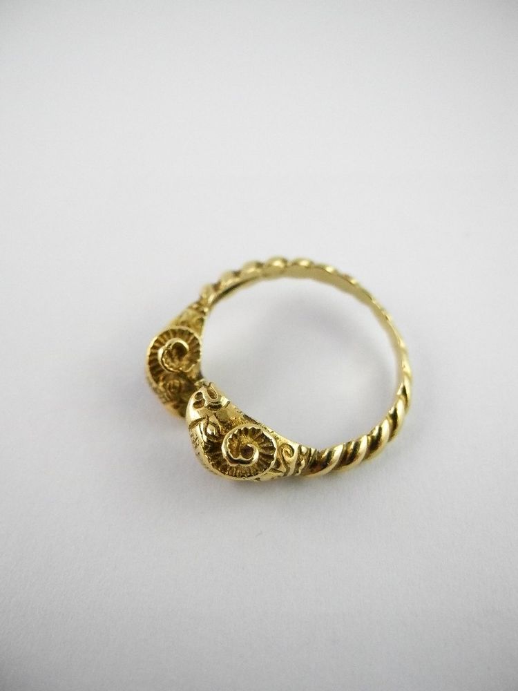 Antique Style Yellow Gold Ram Head Ring