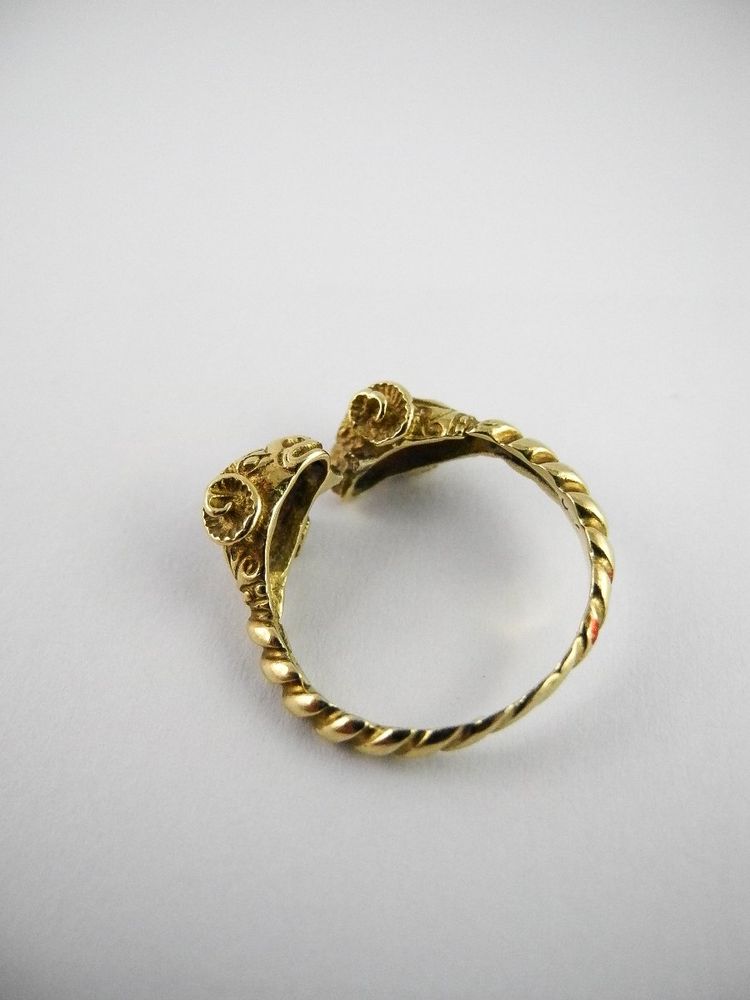 Antique Style Yellow Gold Ram Head Ring
