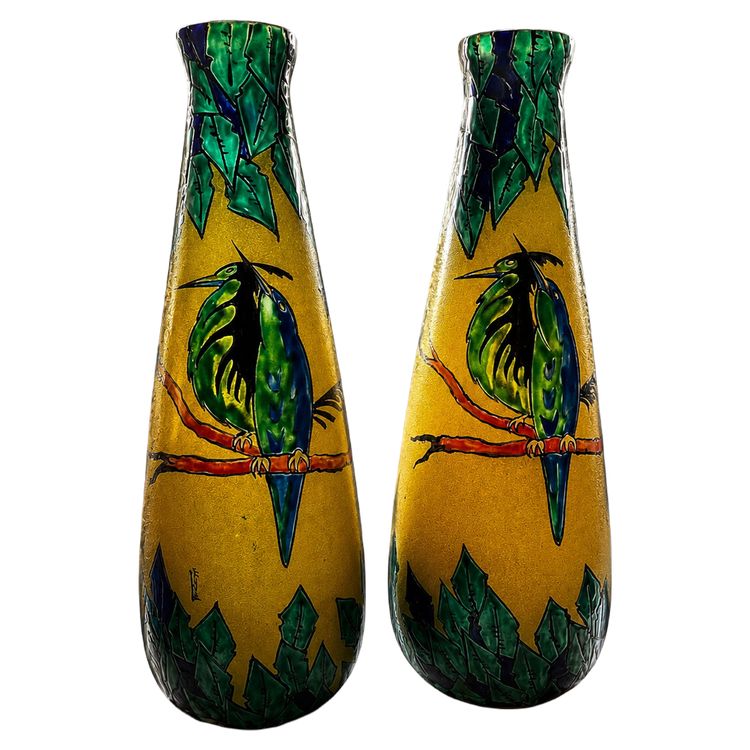 GRANDE COPPIA DI VASI - LEUNE - ART DÉCO - FRANCIA - SECOLO XX