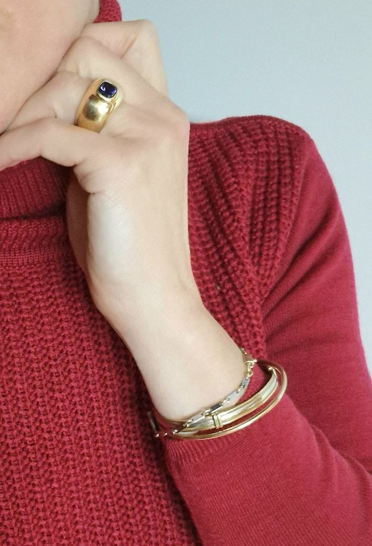Bague Poiray Jonc Boule Iolite Sur Or Jaune