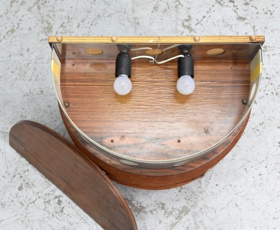Kopfteil Aus Nubuk Und Leder Integriertes Radio Mit Kopfteil 1970er Jahre