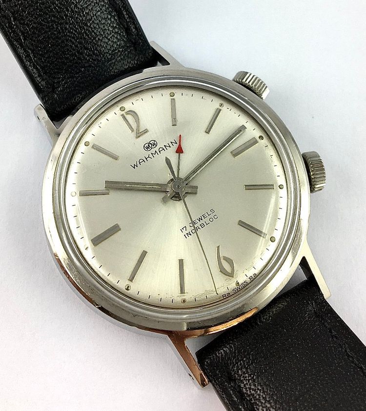 Uhr Wakmann Mechanisch Klingel Wecker 50er Jahre Stahl Auf Leder