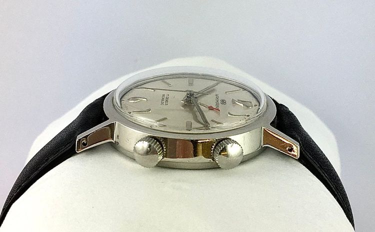 Uhr Wakmann Mechanisch Klingel Wecker 50er Jahre Stahl Auf Leder