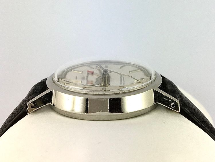 Uhr Wakmann Mechanisch Klingel Wecker 50er Jahre Stahl Auf Leder
