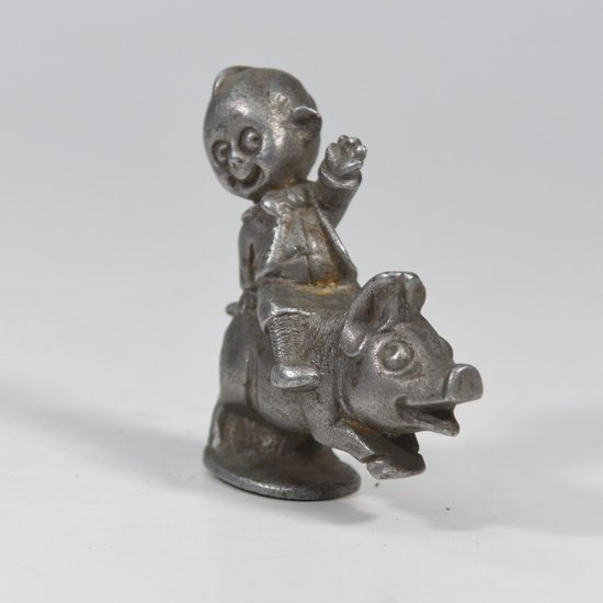 Jeannot Child Mascot On His Pig Radiator Cap 1930 Aluminum