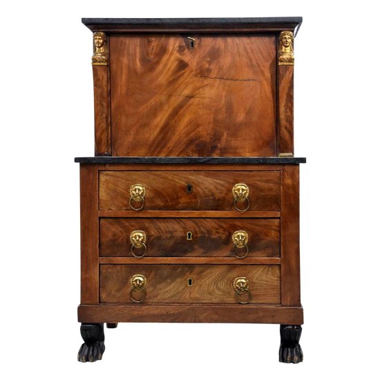 Mahogany Flamed Secretaire Empire Period Return From Egypt