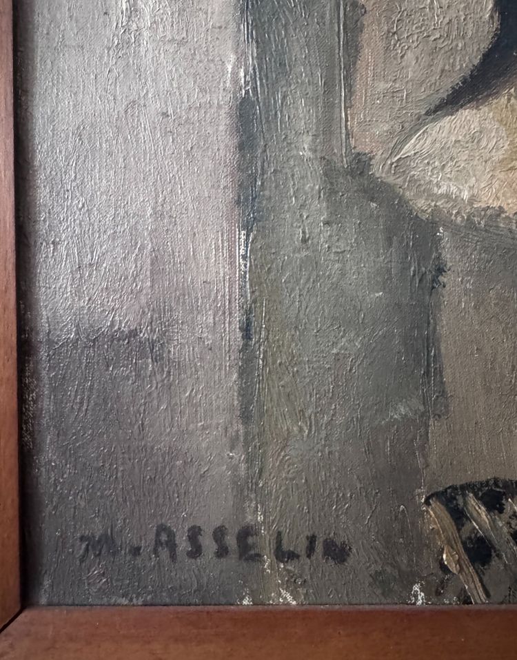 Maurice ASSELIN - Giovane donna che legge - Olio su tela
