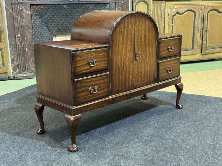 Credenza da bar inglese degli anni '30 in noce e mogano