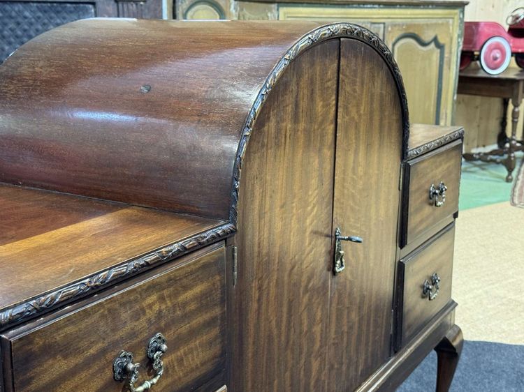 Credenza da bar inglese degli anni '30 in noce e mogano
